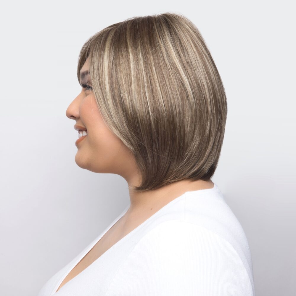 left profile of wig