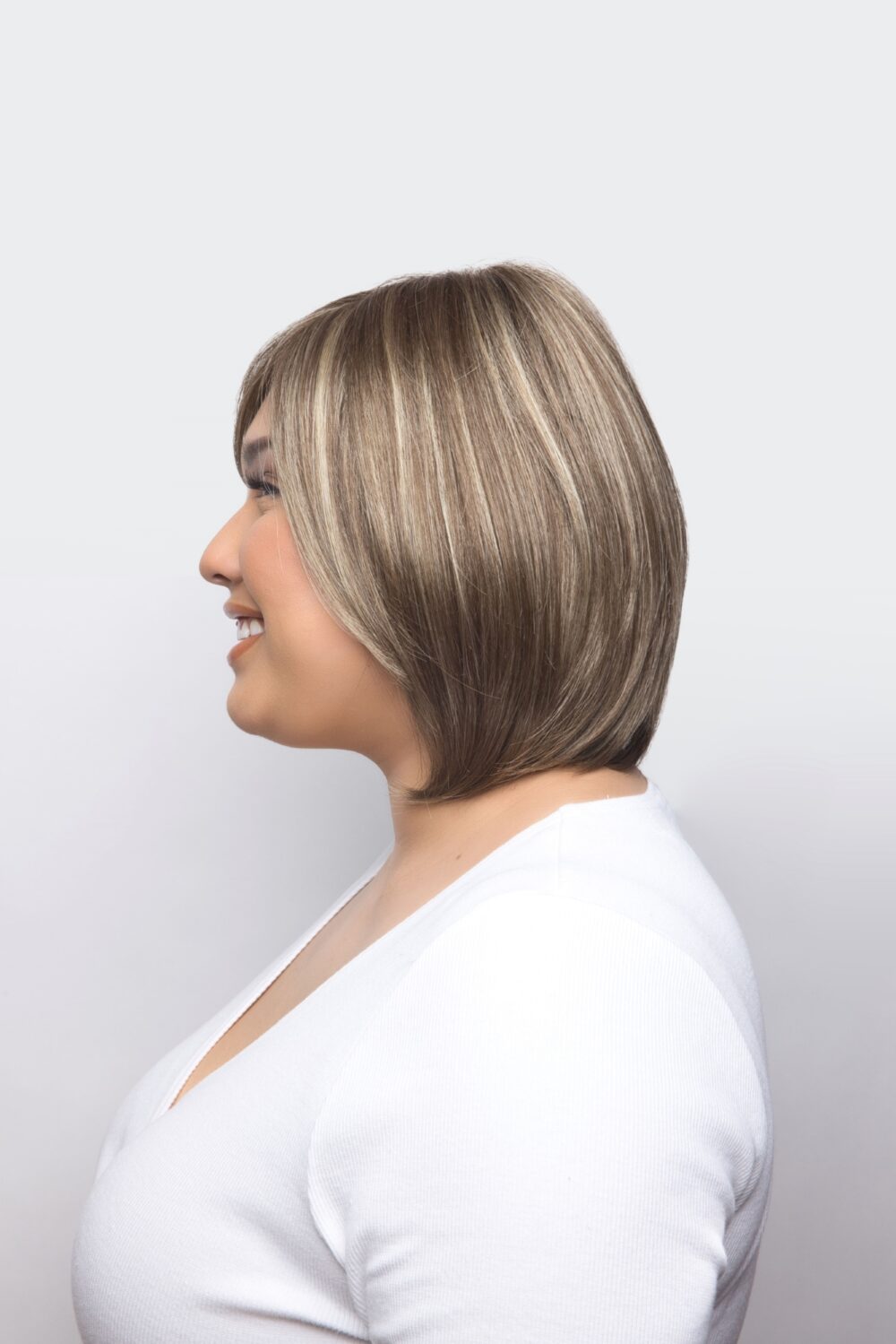 left profile of wig